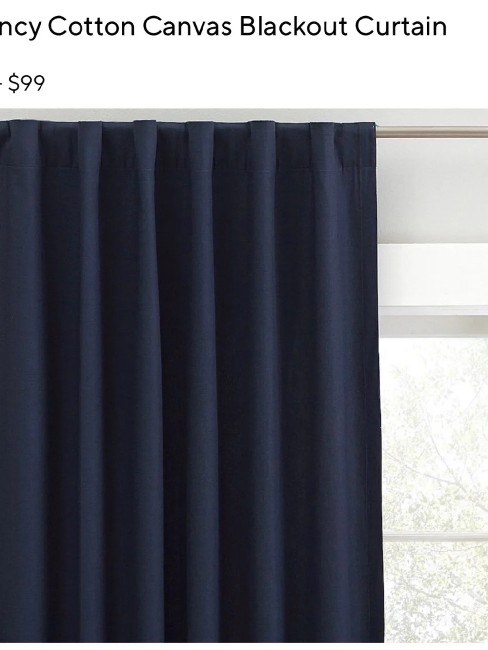 Two Pottery Barn Kids Quincy Cotton Canvas Blackout Curtains in Navy 44x96